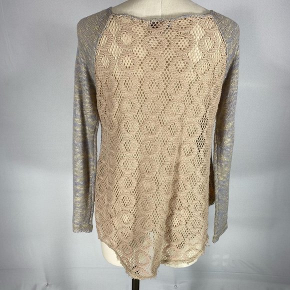 Blu Pepper Vintage Blue Tan V-Neck Sweater Sz S - Picture 3 of 9